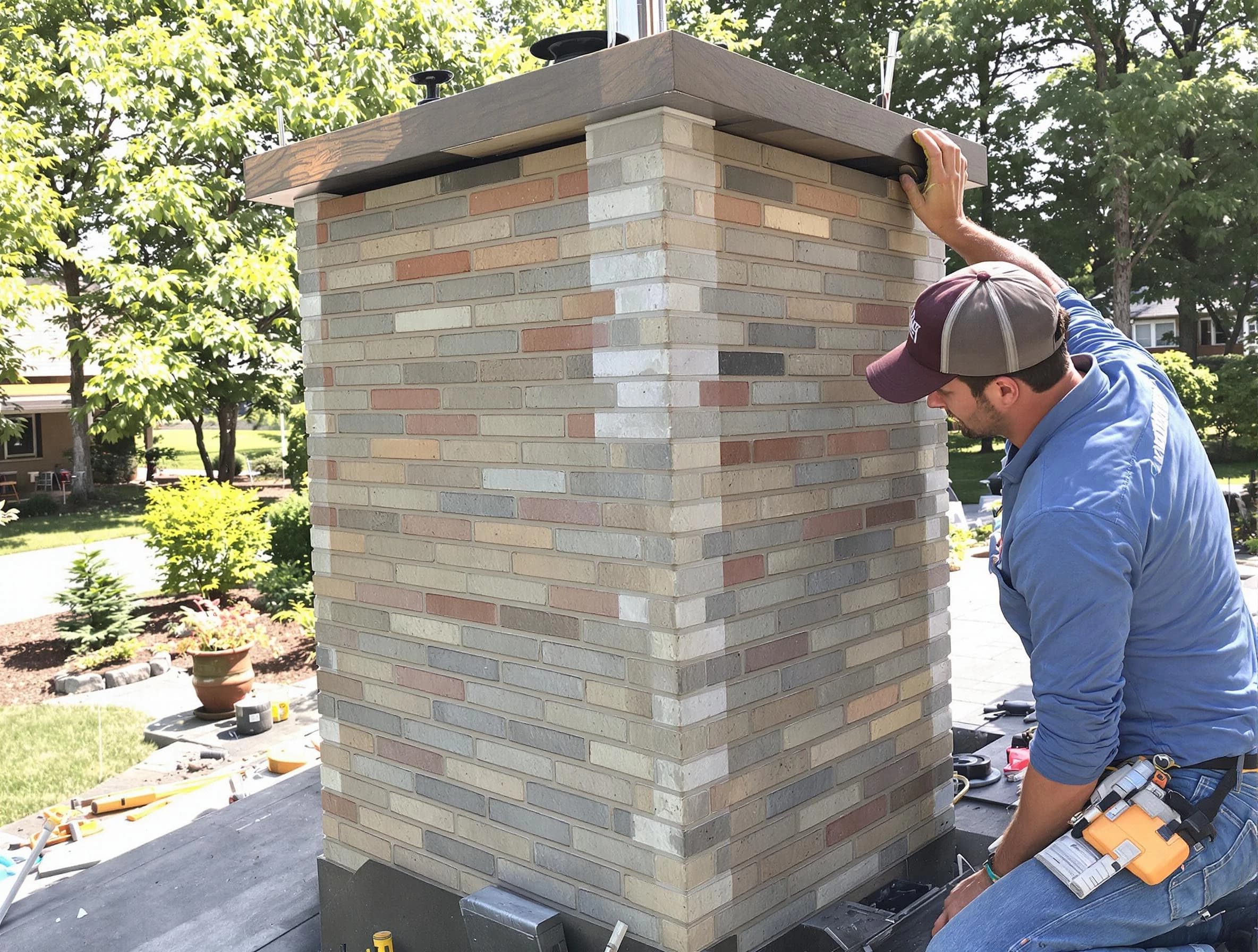 Cranston Chimney Sweep completing a modern chimney remodel in Cranston, RI
