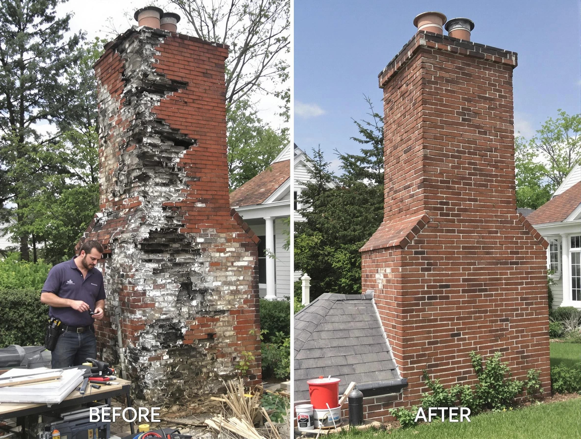 Cranston Chimney Sweep performing a full chimney restoration in Cranston, RI