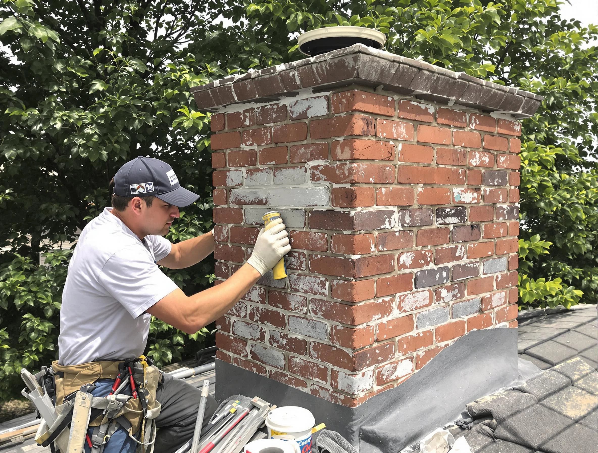 Cranston Chimney Sweep restoring an aging chimney in Cranston, RI