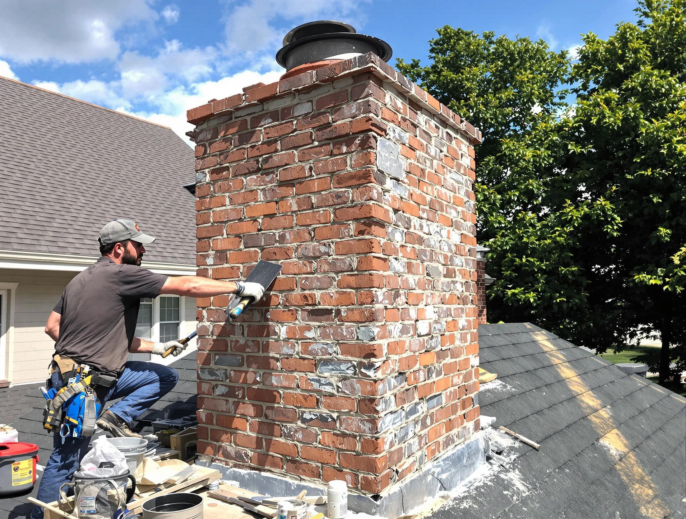Completed chimney rebuild by Cranston Chimney Sweep in Cranston, RI