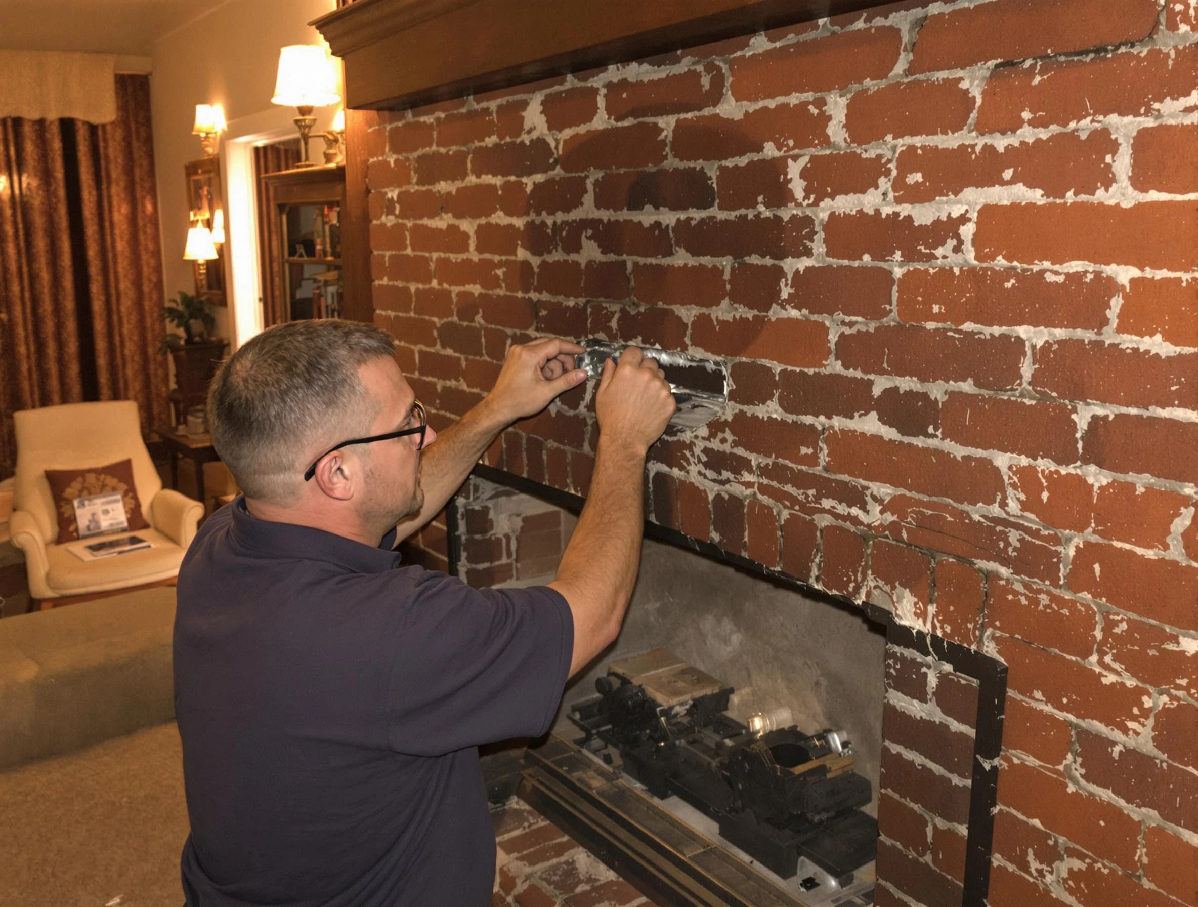 Cranston Chimney Sweep expert fixing a fireplace in Cranston, RI