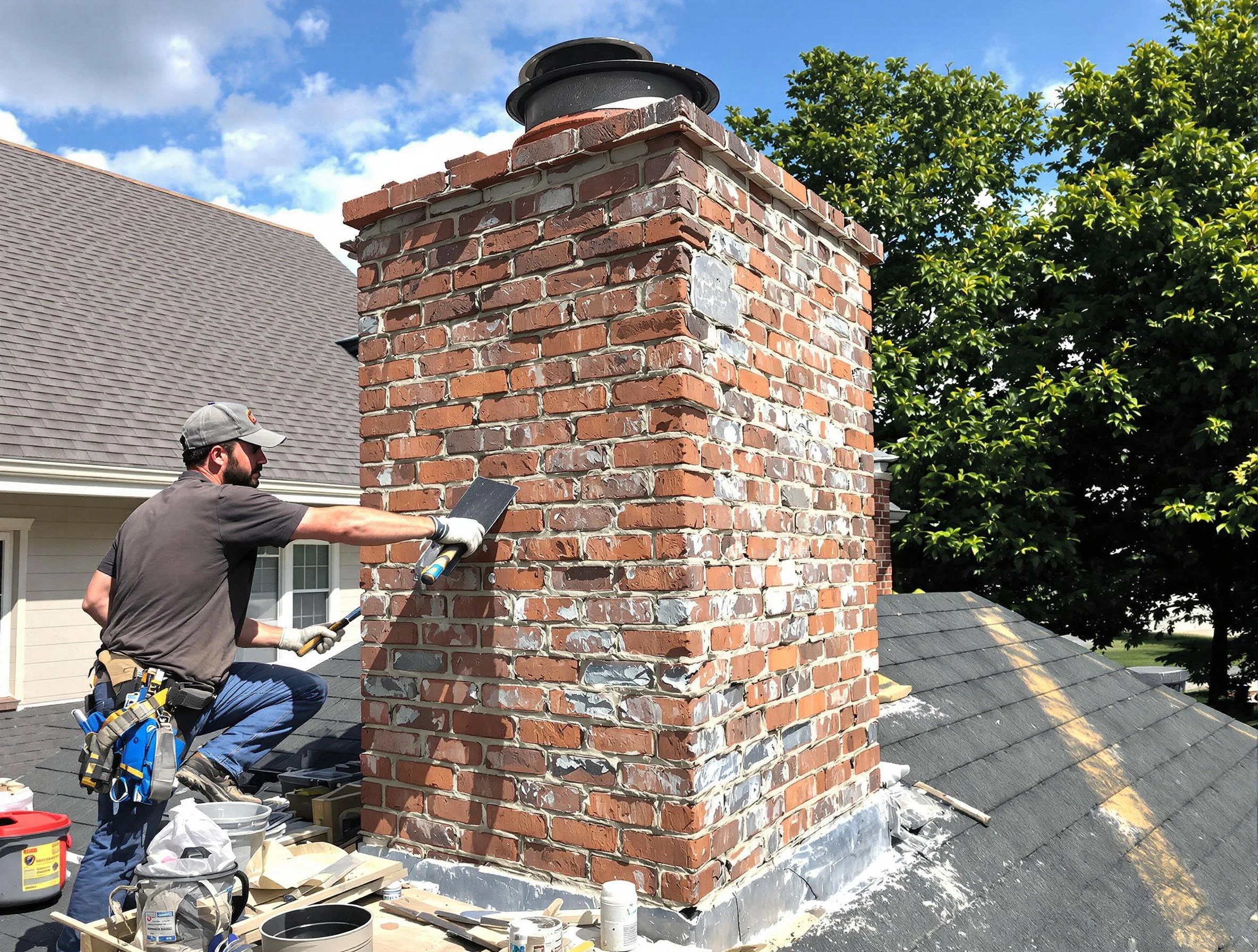 Completed chimney rebuild by Cranston Chimney Sweep in Cranston, RI