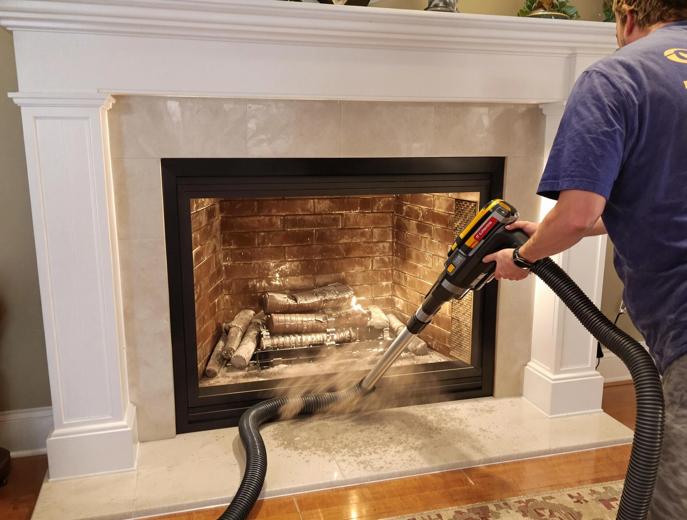 Fireplace cleaning performed by Cranston Chimney Sweep in Cranston, RI